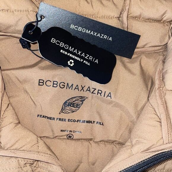 BCBGMaxAzria Womens Feather Free Eco-Friendly Fill Puffer Jacket Camel Tan Mediu - Picture 6 of 11